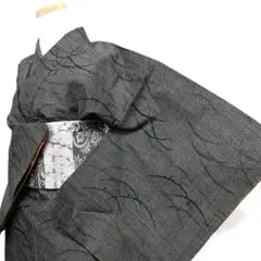 小紋　身丈153　裄63　紬　モノトーン　芝草　正絹　着物　033b p