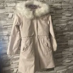 薄いピンク コート ホワイトファー付き