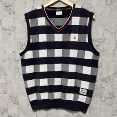 【le coq sportif】ルコック ジャガードチェック ニットベスト L