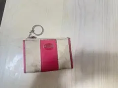 コーチ ジッパー付きコインケース ベージュ/ピンク