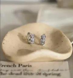 No.178 高品質三連ハートフープピアス　キラキラ