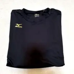 ミズノプロ Tシャツ ブラック ゴールドロゴ 半袖 吸汗速乾素材 L