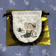 Lil ala mode レース付きミニ巾着 ラテ