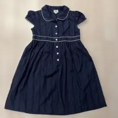 【美品130】DAKS 半袖　フォーマルワンピース ネイビー　お受験のサムネイル