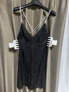 H&M クロスストラップ ブラックキャミワンピース 160/88A ラメ