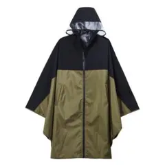 ワークマン　　高撥水　レインポンチョ　カーキ×ブラック　雨具　レインウエアのサムネイル