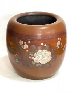時代物　小型手あぶり火鉢　一刀彫 蒔絵　古道具　アンティーク　骨董　天然木 時代物 小型手あぶり火鉢 一刀彫 蒔絵 古道具 アンティーク 骨董 天然