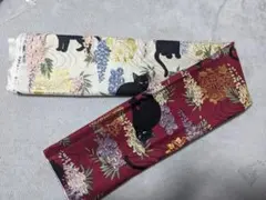 藤と黒猫柄　リバーシブル半幅帯【出品限り】のサムネイル