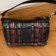 コーチ　シグネチャー柄タータンチェックミニバッグ