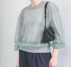 UNITED ARROWS シアー チュール コンビ ニット カットソー グレー