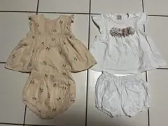 petit main さくらんぼ フリル　セットアップ　オレンジ　白