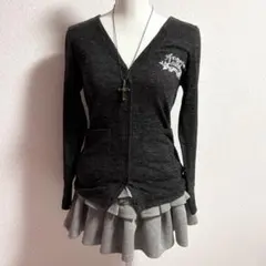 y2k 平成 英字 フェアリーグランジ ダークコア カットソー カーディガン