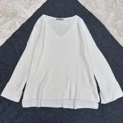 theory luxe 洗える♪コットン100% ベルスリーブＶネックニット