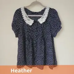 Heather 変形ドット柄 レース襟 ブラウス 半袖 訳ありのサムネイル