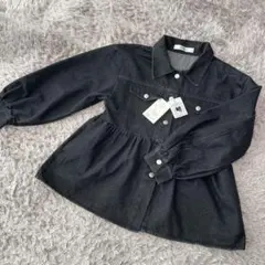 新品　デニムペプラムジャケット　ブラック