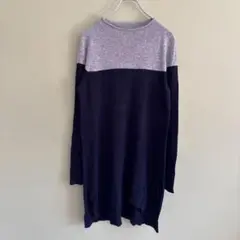 DAMA collection 長袖ニット ネイビー/グレー　アンゴラ　ロング
