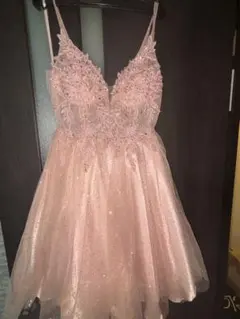 ピンク スパンコール Aラインドレス