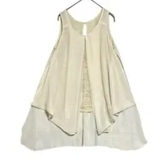 ロイヤルパーティ　レース シフォンレイヤード ノースリーブチュニック　M