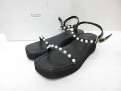 tocco closet パールストラップ付き 厚底サンダル ブラック Ｍ aのサムネイル
