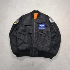 ✨大人気！L✨ALPHA INDUSTRIES MA-1 ブラック ワッペン