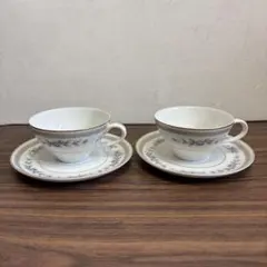 【極美品】NARUMI ナルミ ティーカップ＆ソーサー 2客セット 金彩 ブルー