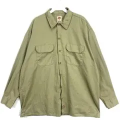 Dickiesディッキーズ574長袖ワークシャツカーキベージュヴィンテージ