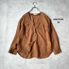 36｜MACPHEE マカフィー リネンシャツ ノーカラー 麻100% ブラウスのサムネイル