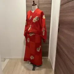 撫松庵　レディース浴衣　赤色