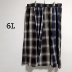 大きいサイズ6L チェック柄スカート ウエストゴム 体型カバー ゆったり
