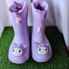 18㎝ 子供 長靴 レインブーツ 紫 キッズ 雨具 通園 雨 中古品