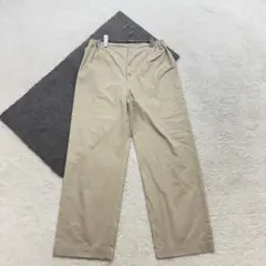 オーク【1】薄茶系 セミワイドパンツ サイドゴム スラックス 前ボタン 薄手生地