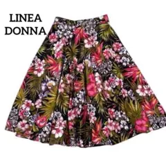 LINEA DONNA　花柄スカート　ボタニカル　レトロ　総柄　派手　フレア