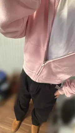 H＆M ピンク フード付きジップパーカー