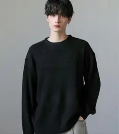 【美品】BEAMSビームス 黒リブセーター ニット メンズ M ブラック