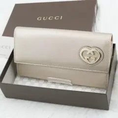 未使用級　箱付き　GUCCI グッチ　長財布　ラブリーハート　ゴールド系　希少