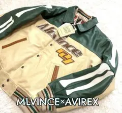【タグ付希少】MLVINCE×AVIREX レザースタジャン L 緑橙