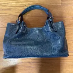 ダークブルー レザー ハンドバッグ