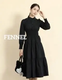 FENNEL 格子編みデザインロングスリーブワンピース