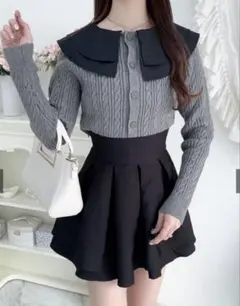 新品　タグ付き　GRL グレイル　ケーブル編みカーディガン　襟付き