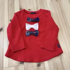 ムージョンジョン　moujonjon リボン付き赤い長袖トップス