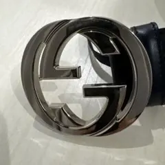 GUCCI ブラックレザーベルト GGロゴ