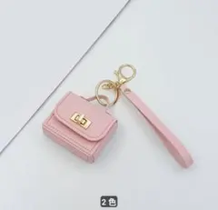 ミニバッグ型 キーホルダー ピンク ファーチャーム付き