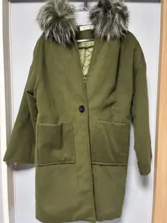 ロングコート　ファー付きコート