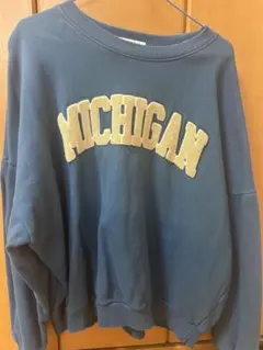 MICHIGAN刺繍ネイビーオーバーサイズスウェット 古着