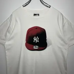 NEWERA　ニューエラ　Tシャツ　サイズL　ベースボールキャップ柄　希少　古着