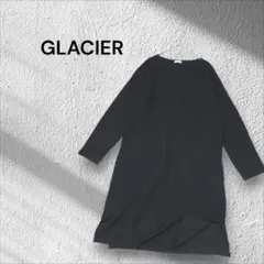 GLACIER ブラック Vネック チュニックセーター/ニットワンピース　L