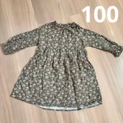 petit main 花柄長袖ワンピース 100