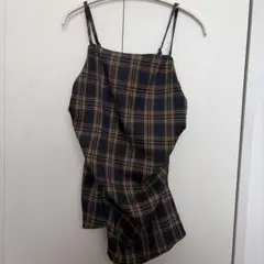 チェック柄キャミワンピース ネイビーオレンジ