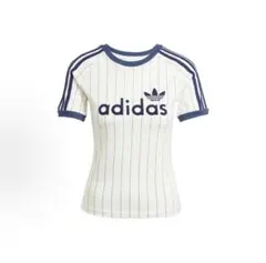 新品M adidas スリムフィット 半袖Tシャツ ピンストライプJC7705