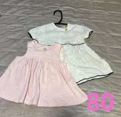 【極美品】大幅値下げ桂由美　ホワイト 夏素材ニットワンピとノースリーブワンピ80のサムネイル